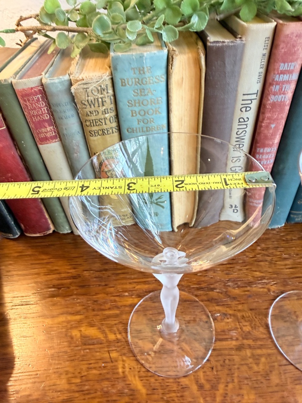 Vintage French Bayrel Crystal Martini Coupes with Frosted Nude Stem- Pair - Picture 4 of 16